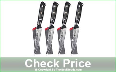 KYOKU Daimyo Series 4-Piece Damascus Steel Non-Serrated Steak Knife Set