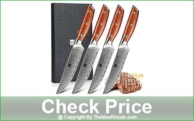 XINZUO 4-Piece Damascus Steel Straight Edge Steak Knife Set