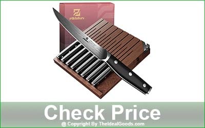 PIKLOHAS 8-Piece Non-serrated Steak Knife Set with Wood Holder