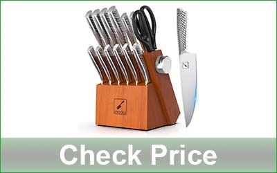 IMARKU 15-Piece Kitchen Knife Set with Block - Brown