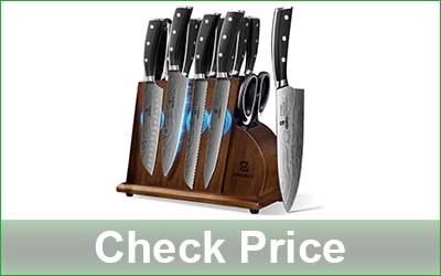 PIKLOHAS 17-Pc German HC Steel Kitchen Knife Set with Magnet Block