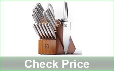 KNIFESAGA 14-Piece Kitchen Knife Set with Acacia Wood Block