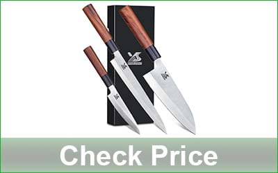 MSY BIGSUNNY 3-Piece Sushi Knife Set - Brown