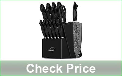 AMORSTON 15-Piece Kitchen Knife Set with Block