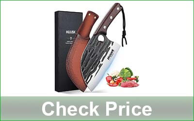 HUUSK 6.5-Inch Serbian Meat Cleaver Knife