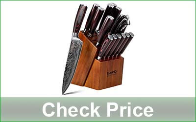 SEIDO KNIVES 17-Piece Damascus Kitchen Knife Set with Block