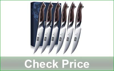 HOSHANHO 6-Piece Japanese Serrated Steak Knife Set