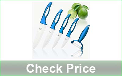 MOSS & STONE 5-Piece Ceramic Knife Set with Blue Handle