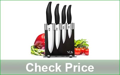 VOS 4-Piece Ceramic Knife Set with Block