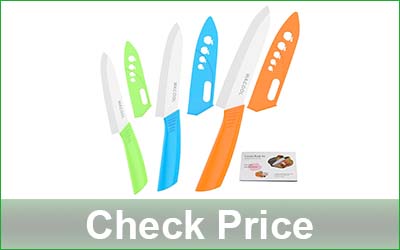 WACOOL 3-Piece Ceramic Knife Set With Colorful Sheaths